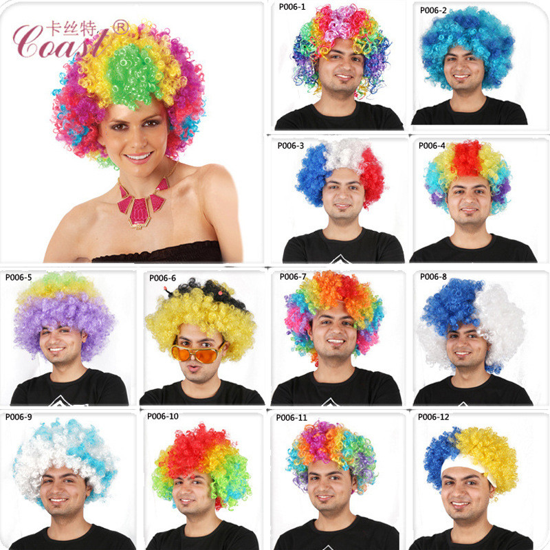 Estoque pronto atacado peruca fã carnaval festa de férias peruca colorida cabeça explosiva peruca