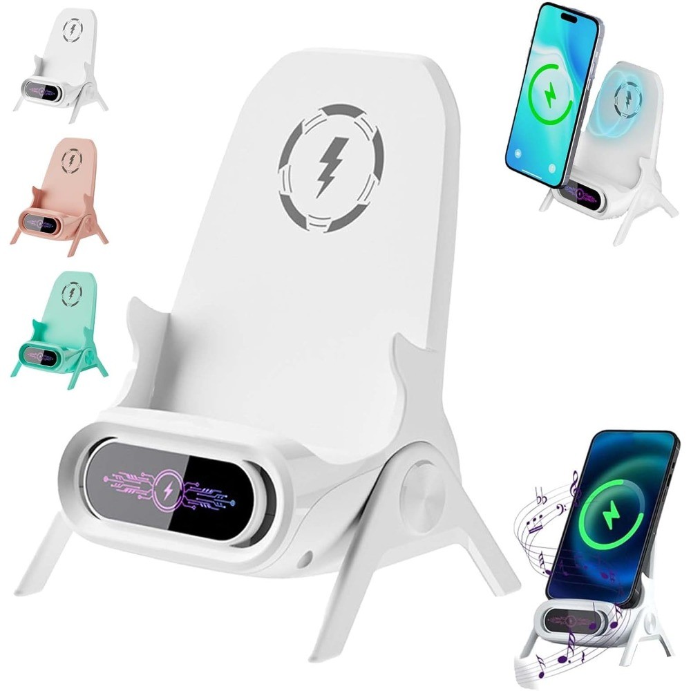 Mini Cadeira De Carregamento Sem Fio Suporte De Telefone Rápido Amplificador De Alto-Falante Para Mesa Escritório