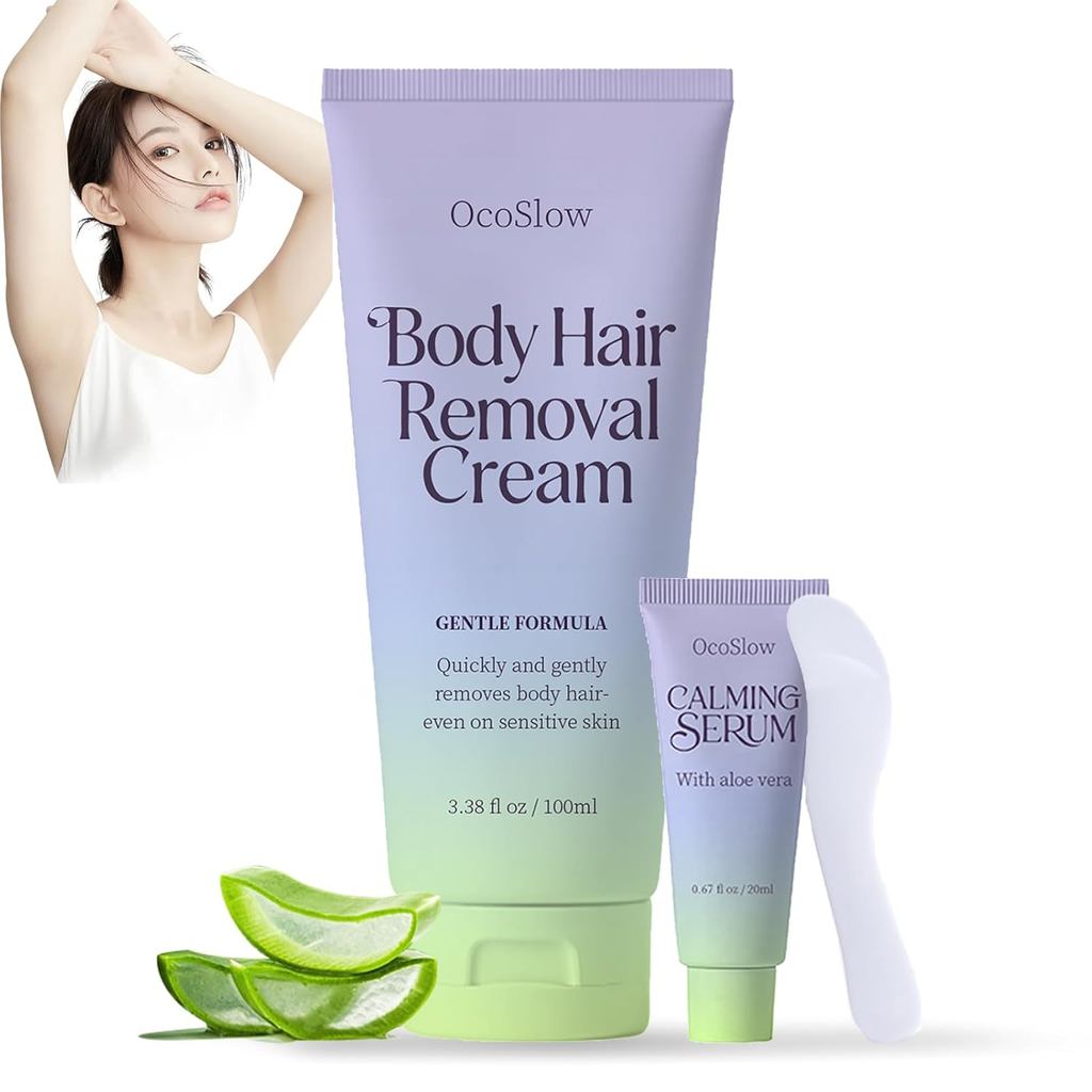 Creme Depilatório Corporal, Crema Depiladora Para Mujer, Removedor de Pelos Corporais Indolor para Pele Sensível, com Es