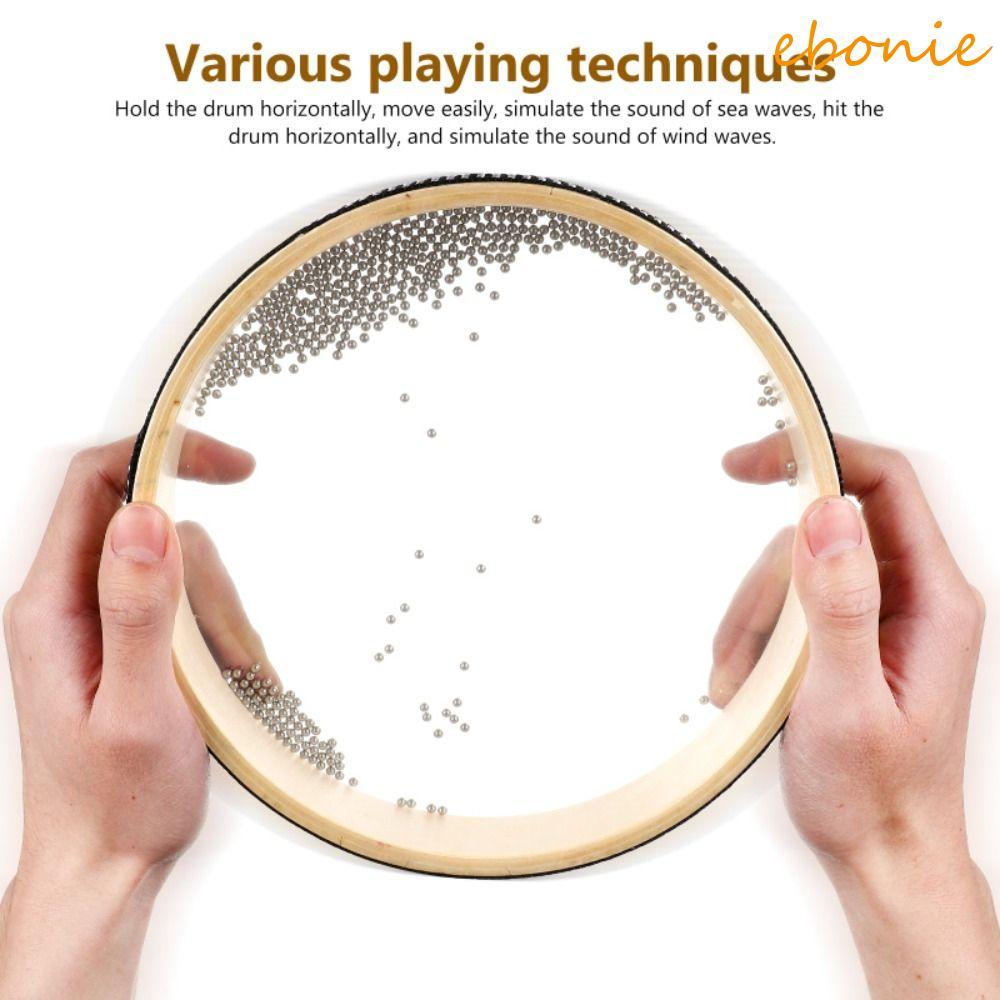 EBONIE Ocean Drum , Dupla Face O Som Do Tambor De Ondas Mar , Borda Preta Transparente Músicas Folclóricas Mão