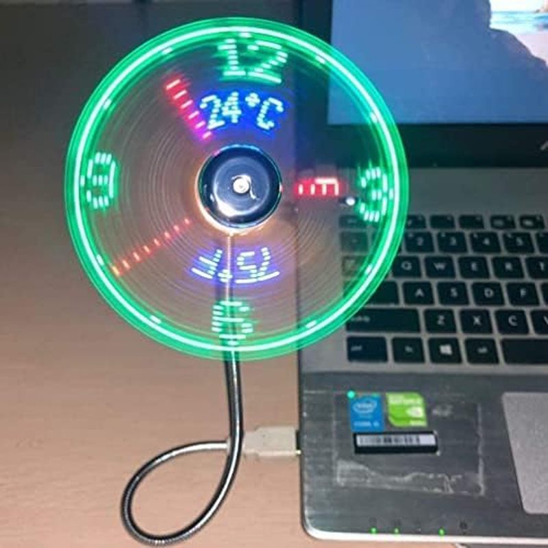 BREIS Novo Ventilador De Relógio USB Com Em Tempo Real E Função De Exibição De Temperatura , Prata , Garantia De 1 Ano
