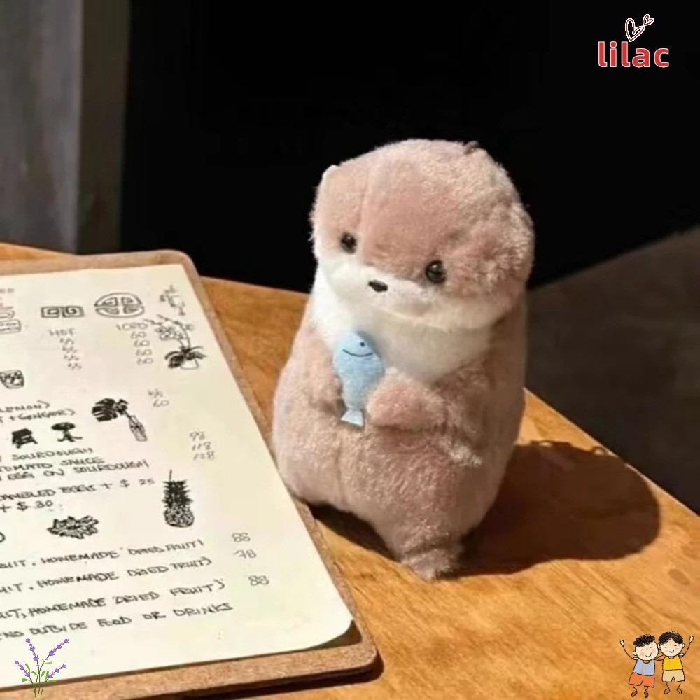 LILAC Pingente De Suspensão , Lontras De Material De Pelúcia Segurando Chaveiro De Boneca De Peixe , Brinquedo Design Bo