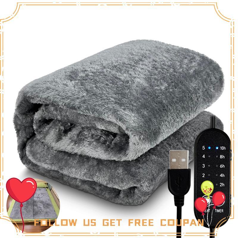 Cobertor De Aquecimento Elétrico Aquecedor USB Pelúcia Inverno Temperatura Ajustável Tempo Almofada 150x160 cm p75h1kd1l