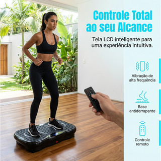 Plataforma Vibratória Emagrecimento, 99 Níveis c/ Controle Remoto e Bluetooth (Bivolt)