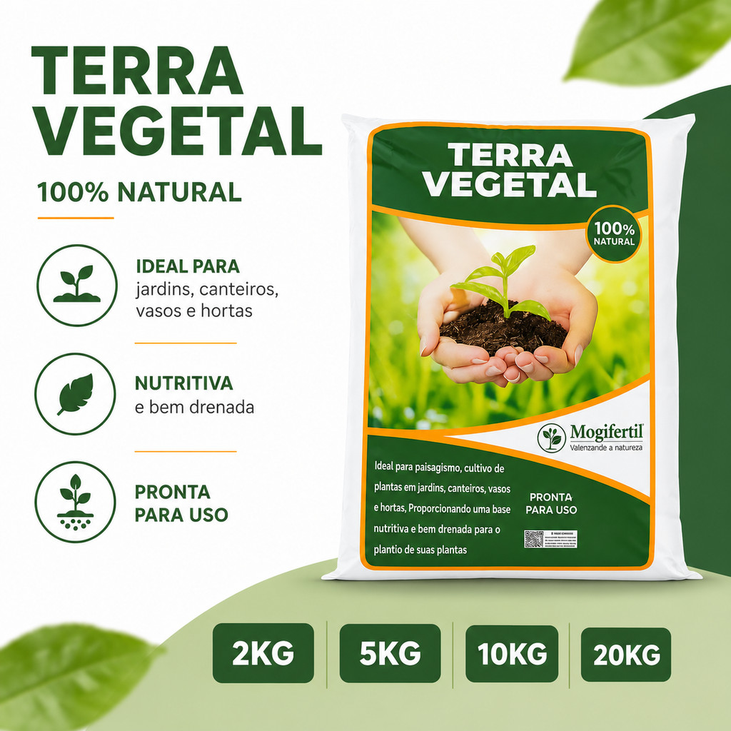 Terra Vegetal Orgânica Para Jardins Canteiros Vasos Mogifertil Substrato Premium Para Plantas