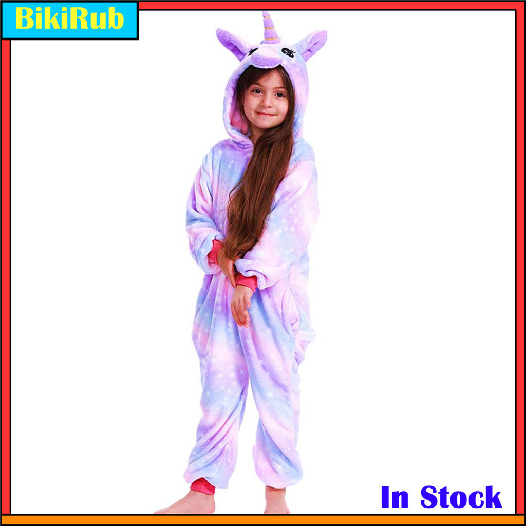 Pijama Infantil Kigurumi De Natal Com Capuz De Unicórnio , Fantasia De Macacão De Animal , Roupa De Dormir Macia De Uma