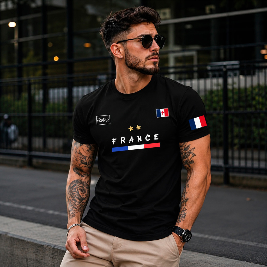 Camiseta Básica Algodão Camisa Estampa França Futebol Paris