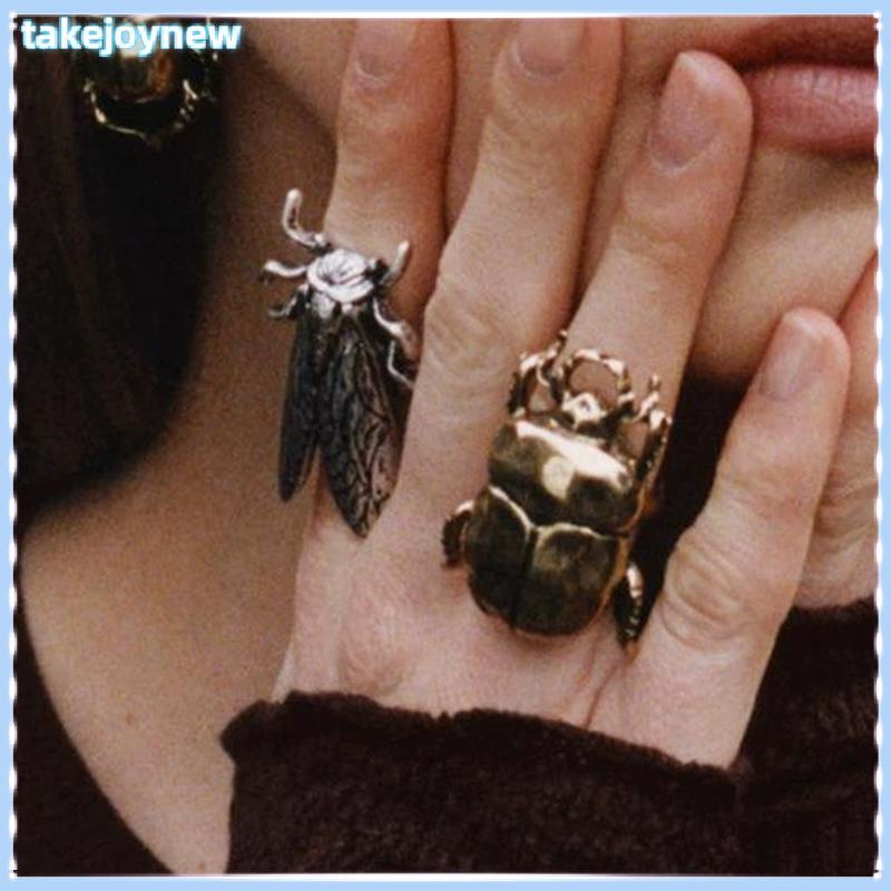 [takejoynewBR] Anel De Abertura Vintage Criativo Cigarra Joaninha Masculino Feminino Joia De Dedo Presente Tbr