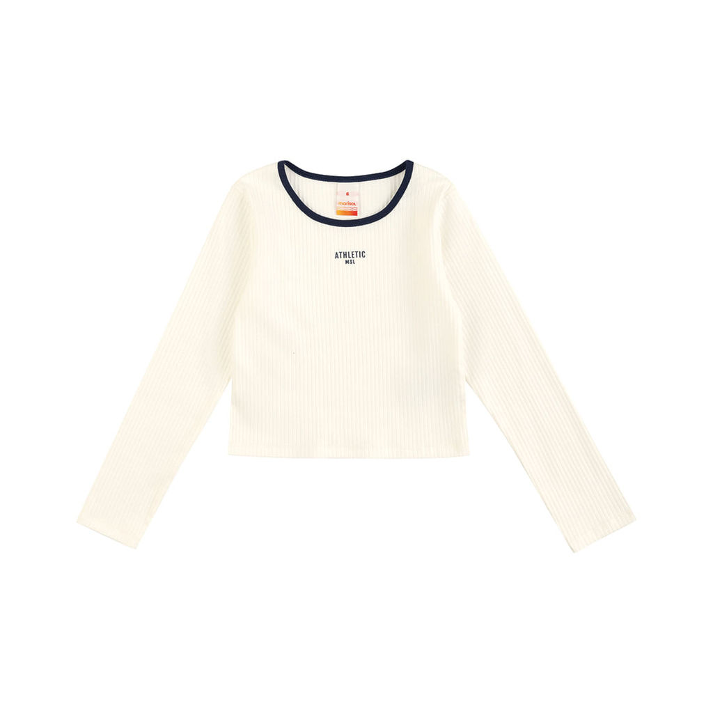 Blusa Cropped Manga Longa Infantil Menina Marisol