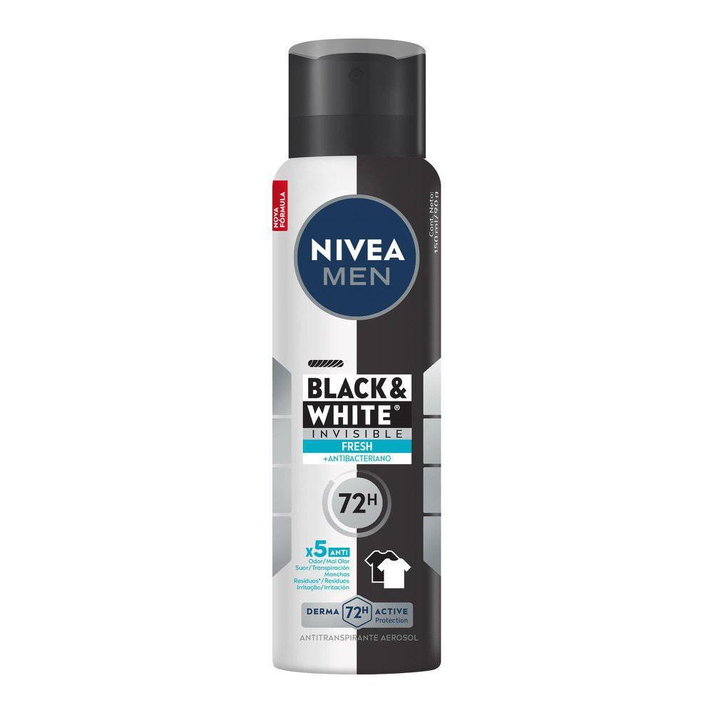 Desodorante Antitranspirante Aerossol Nivea Men Invisible Black White Fresh 150ml