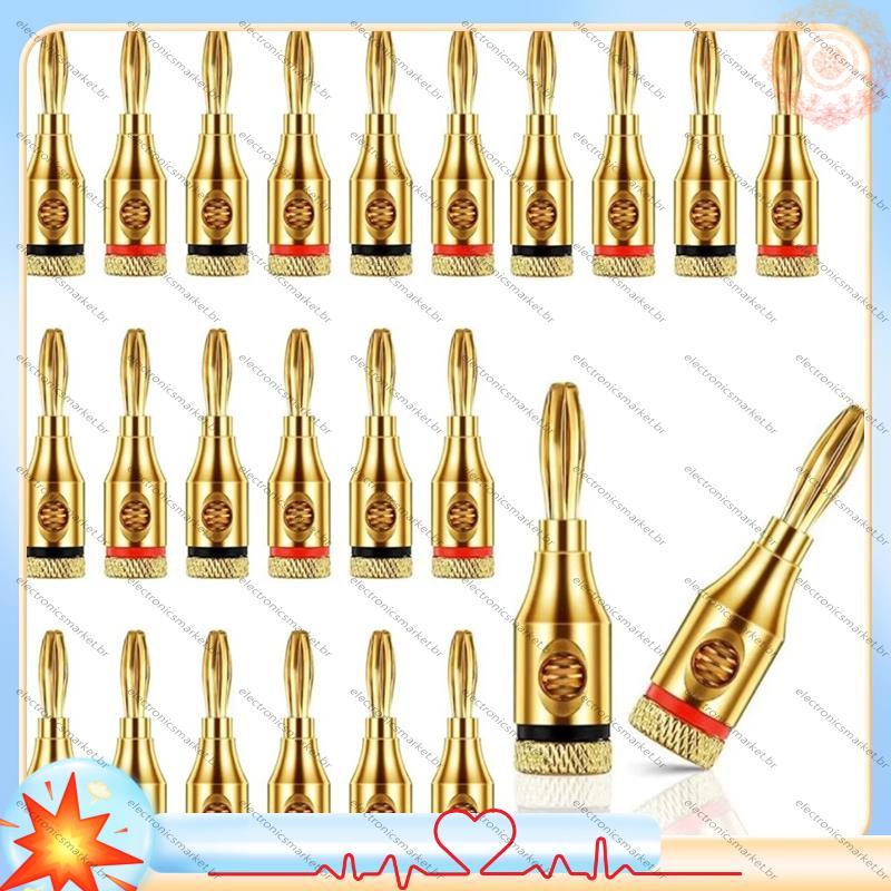 [Em Vendas E] 24 Peças 4mm Cabo Musical Banhado A Ouro Fio Banana Plug Conector De Alto-Falante De Áudio Pino De