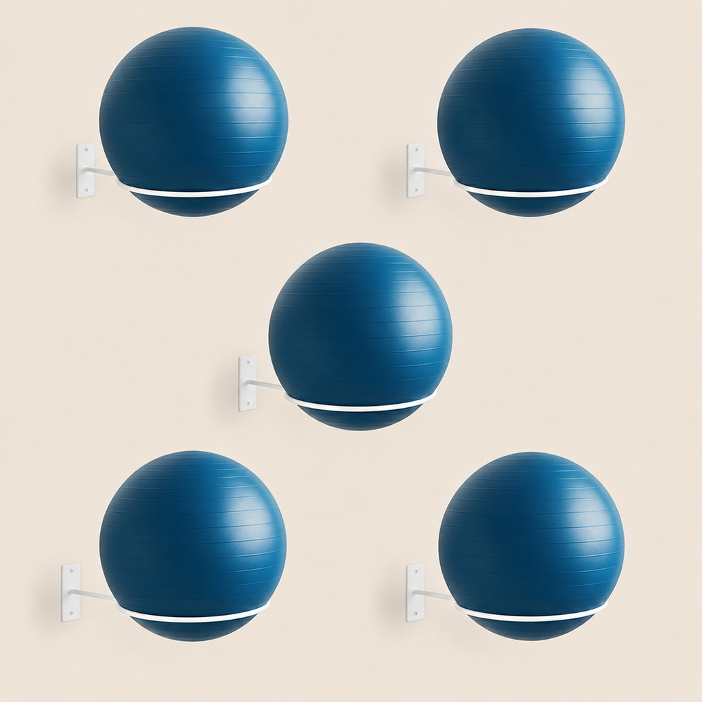 Kit 05 Suporte Bola Pilates Suiça Yoga + Parafuso e Buchas Reforçado