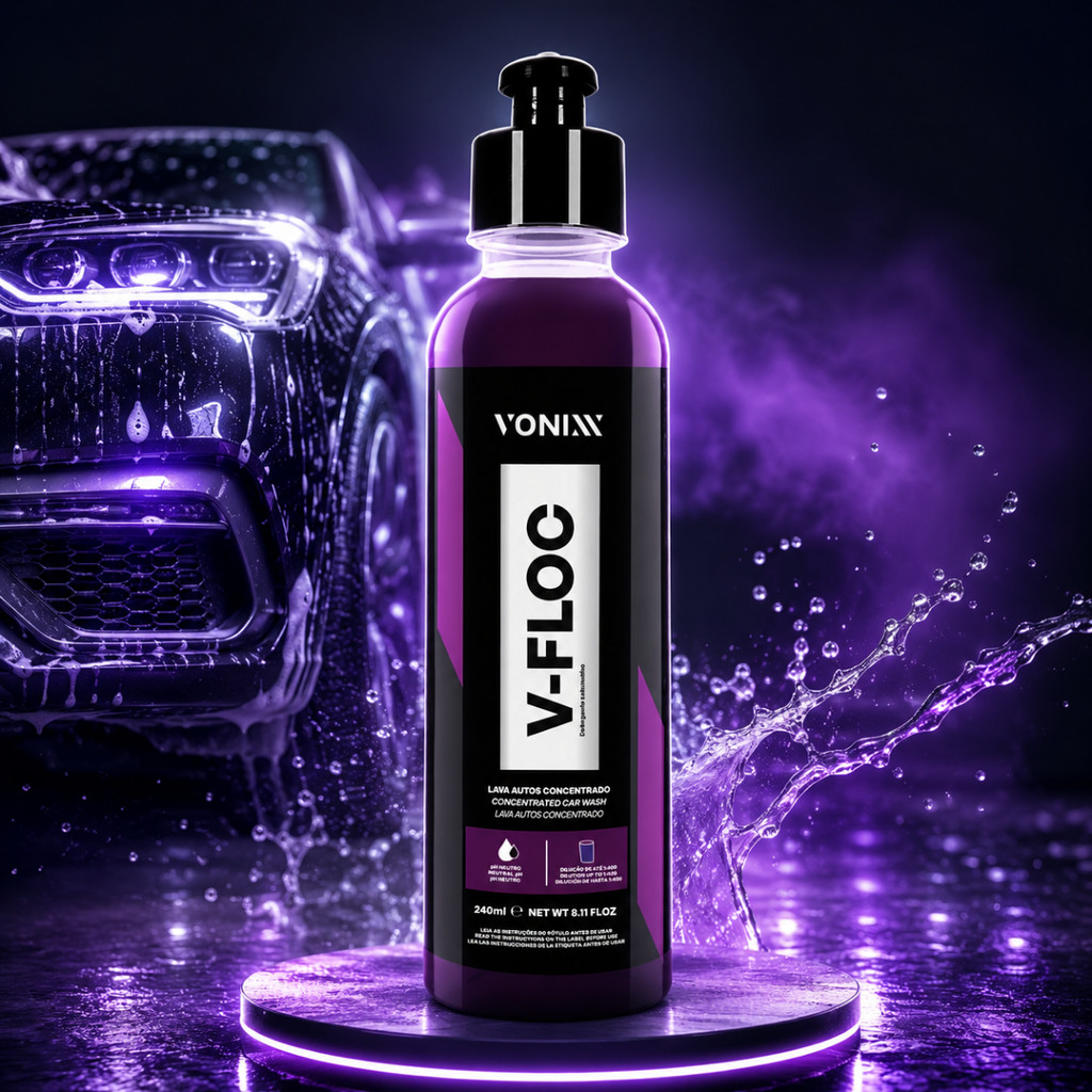 Shampoo Automotivo Neutro Vonixx V-Floc 240ml Super Concentrado Alto Rendimento