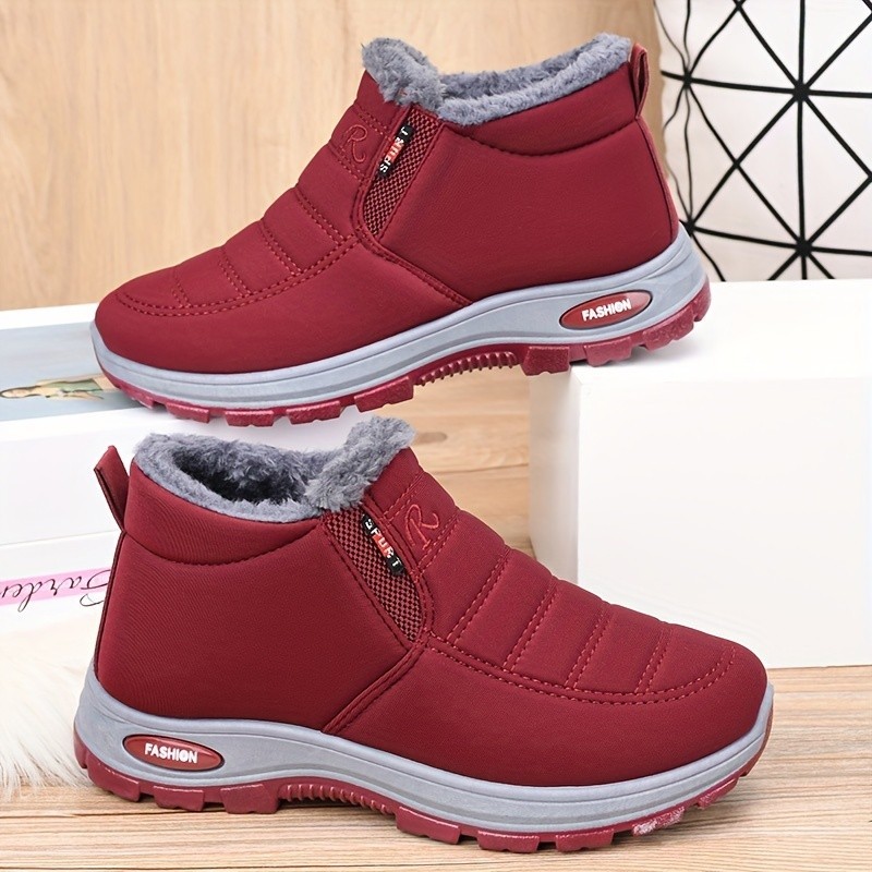 Botas De Inverno Super Quentes – Sola Grossa Antiderrapante , Neve Masculinas E Femininas , Salto Baixo , Bico Vermelho