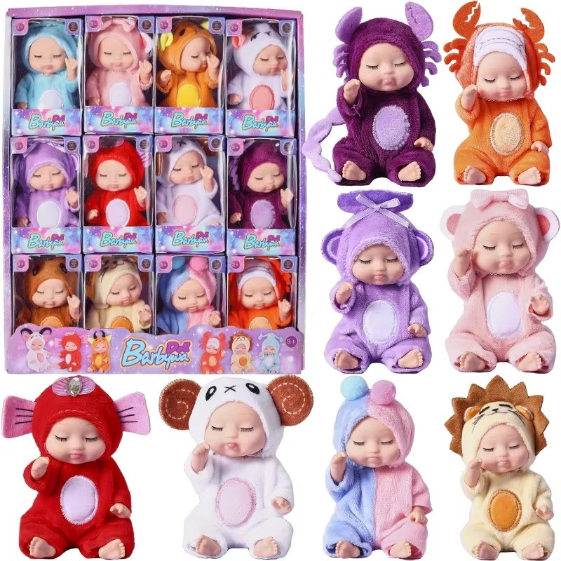 Imagem Kit 6 Mini Bonecas Bebê Reborn Signos Zodíaco Colecionáveis Lembrancinha Presente Infantil Natal