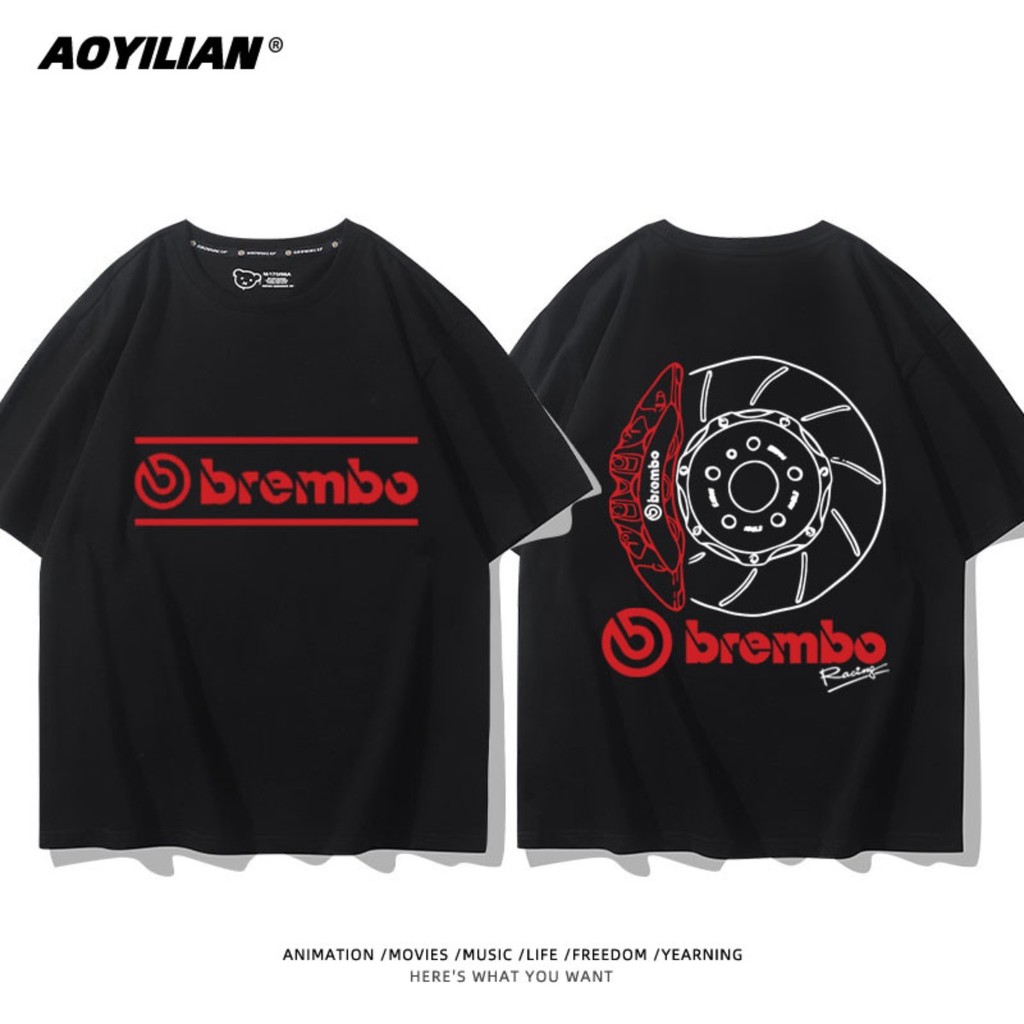 Brembo Desempenho Cultura Pinça De Freio 100 % Algodão Em Torno Do Pescoço Camiseta Masculina Unisex Macio Premium Manga