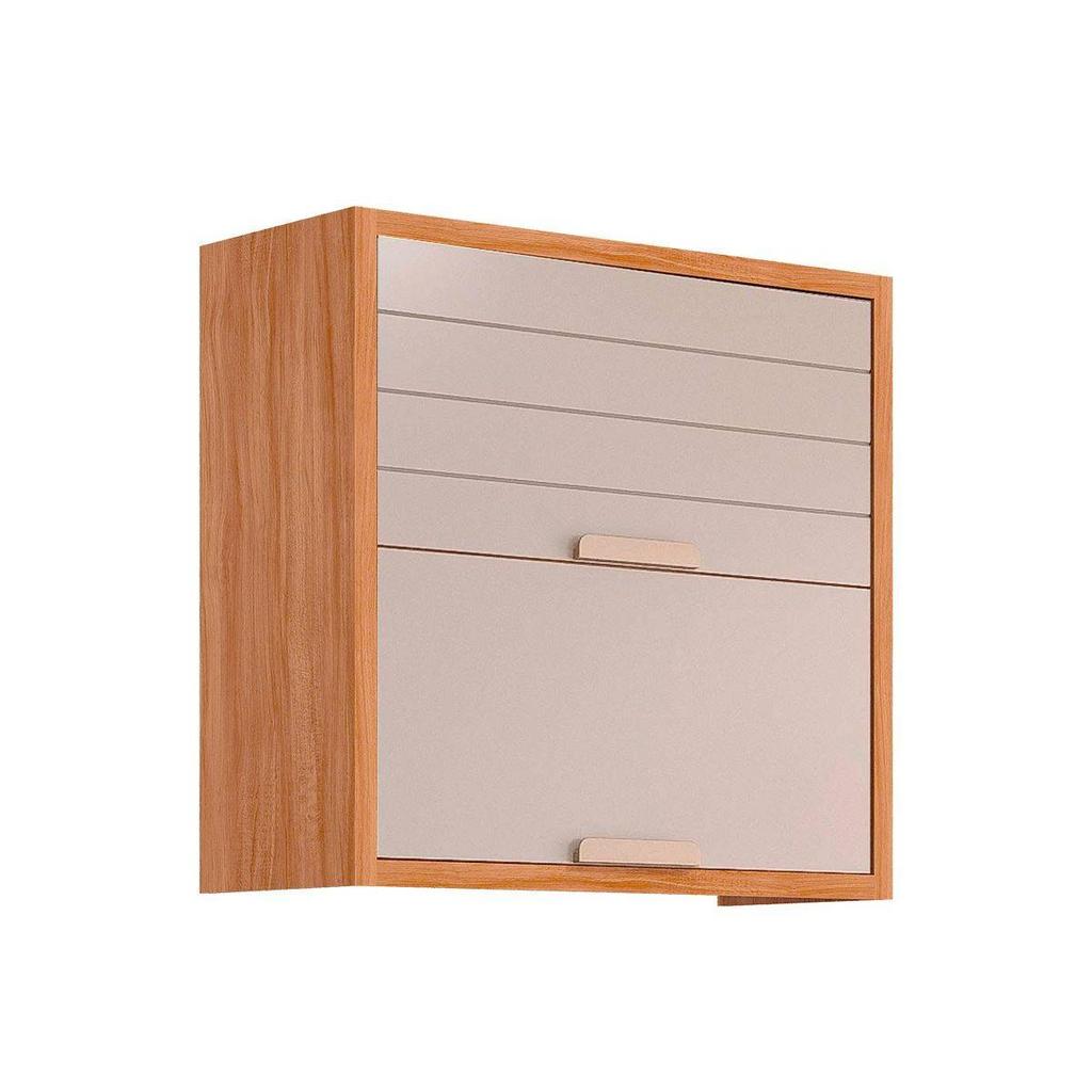 Armário Aéreo p/ Cozinha Eloise c/ 2 Portas Basculante Riscadas 80 cm Cinamomo/Off White - MGM