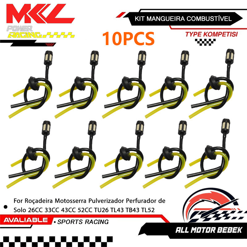 Mangueira Filtro e Vedação Borracha 1/3/5/10 Peças Compatível Roçadeira Motosserra 26cc a 52cc TU26 TL43