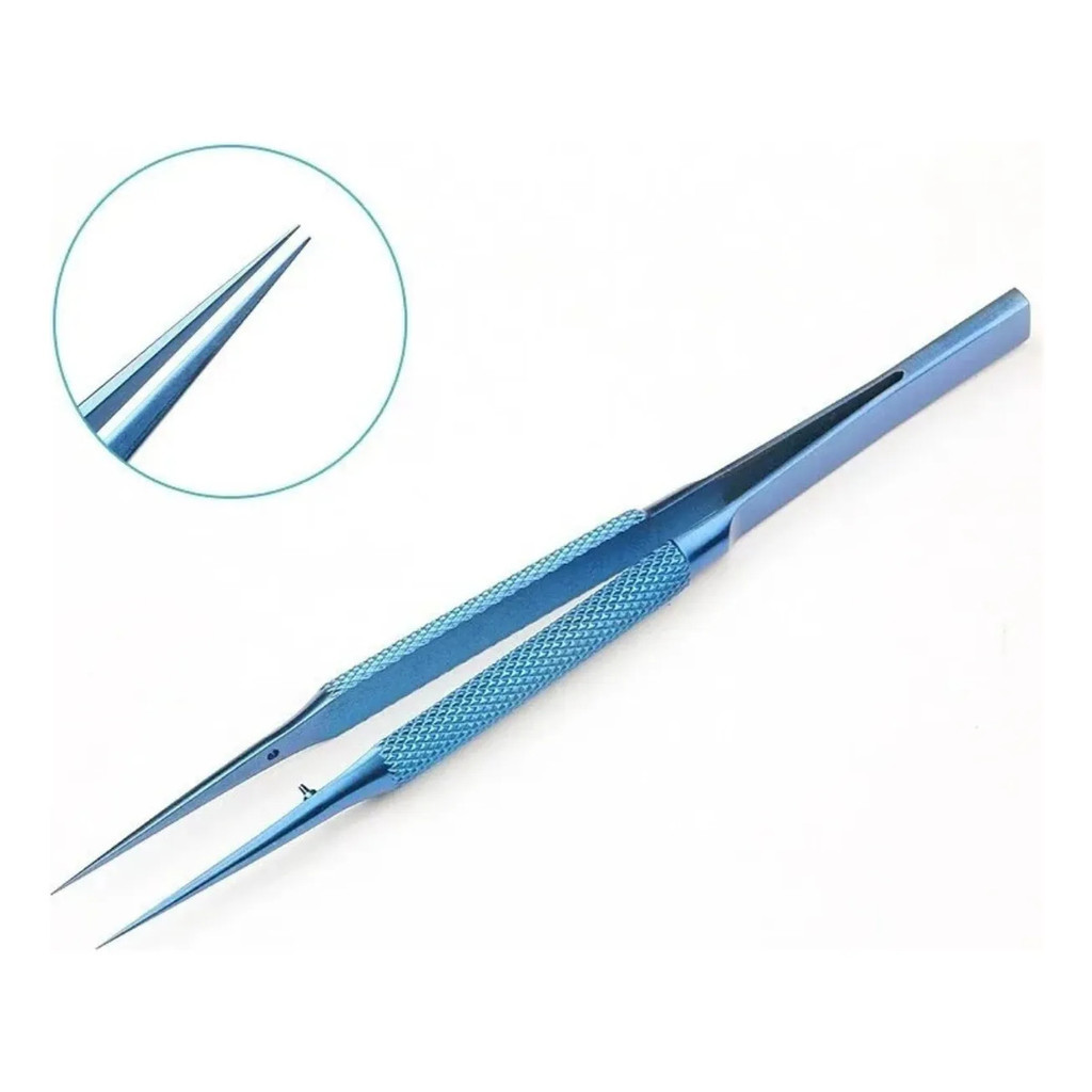 Pinça de Titânio 14cm Reta Profissional Alta Precisão Antiestática para Eletrônica SMD PCB Leve Resistente Durável Técni