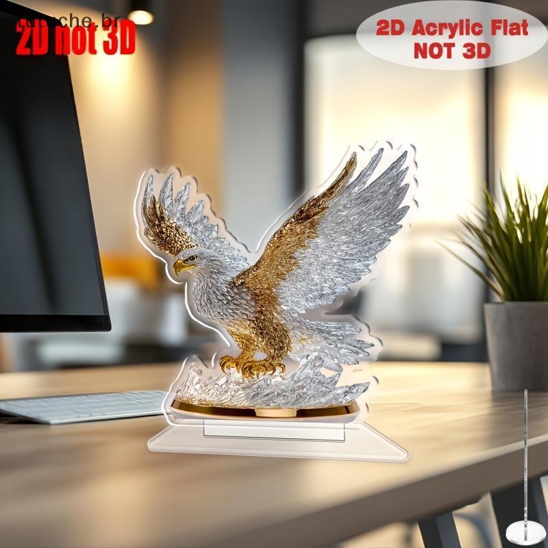 TU 1 Peça Nova Águia Batendo 2D Decoração De Mesa Moderno Vaso Animal Estatueta Acrílico Ornamento Plano Para Casa Prese