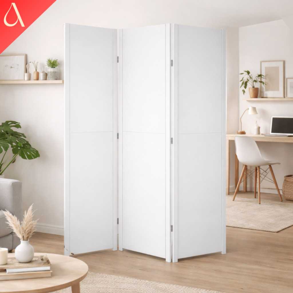 Divisória de Ambiente Biombo MDF Branco Dobrável Portátil 2 3 4 Folhas branco
