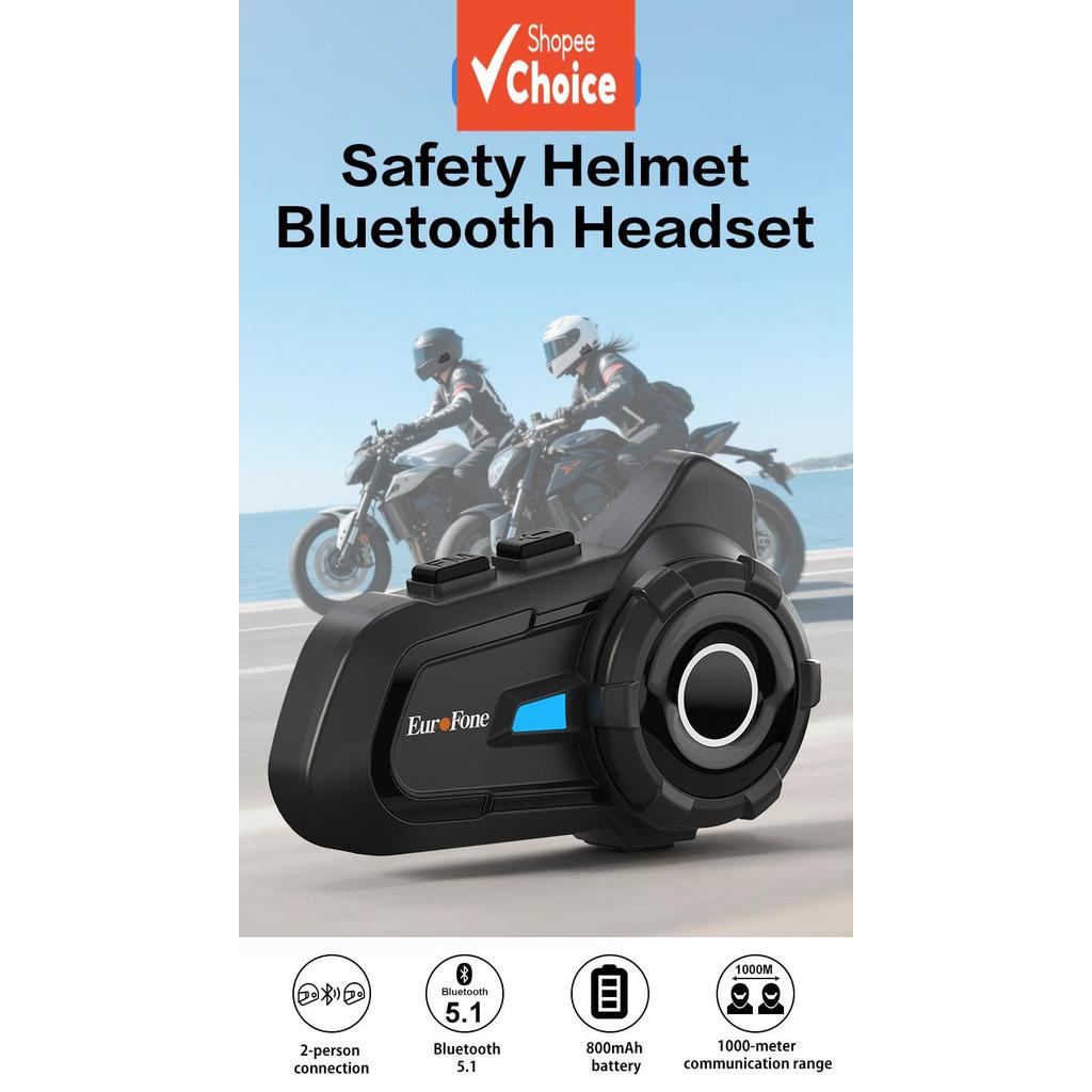 Fone De Ouvido Com Capacete Bluetooth Intercomunicador De Comunicação De Alcance De 1000M De 2 Vias