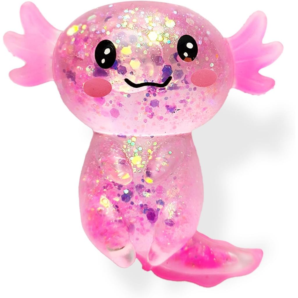 Brinquedo Antiestresse Squishy de Axolote com Glitter, Brinquedos Fidget Fofos de Axolote de Açúcar Maltado para Adultos