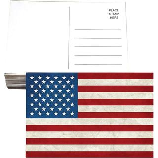 RXBC2011 Cartão postal patriótico americano com bandeira dos Estados Unidos da América, cartões postais vintage 4x6 pole