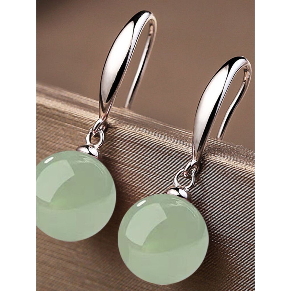 brinco feminino brinco de pressao feminino Luz de luxo novo estilo chinês 925 prata esterlina jade feminino jade
