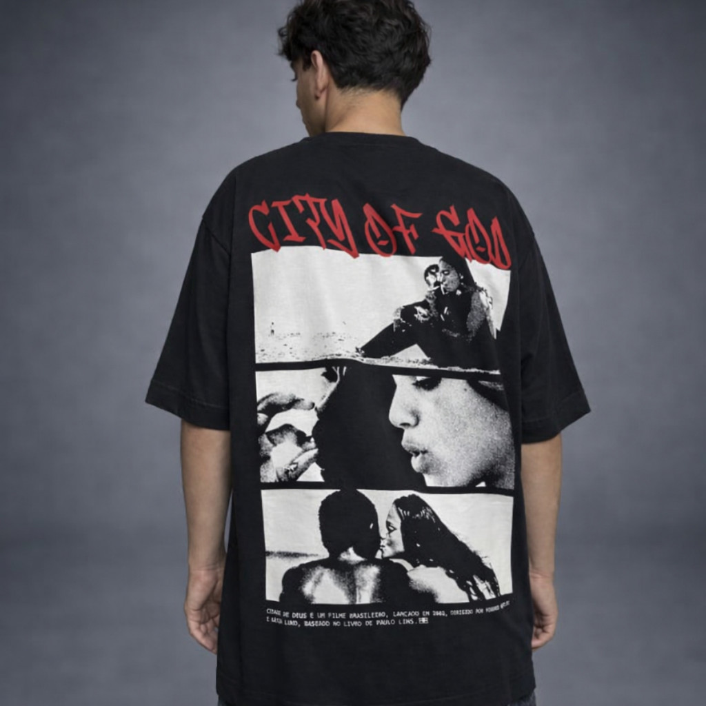 Camiseta Oversized Masculina Streetwear CITY OF GOD 100% Algodão Básica Premium basica