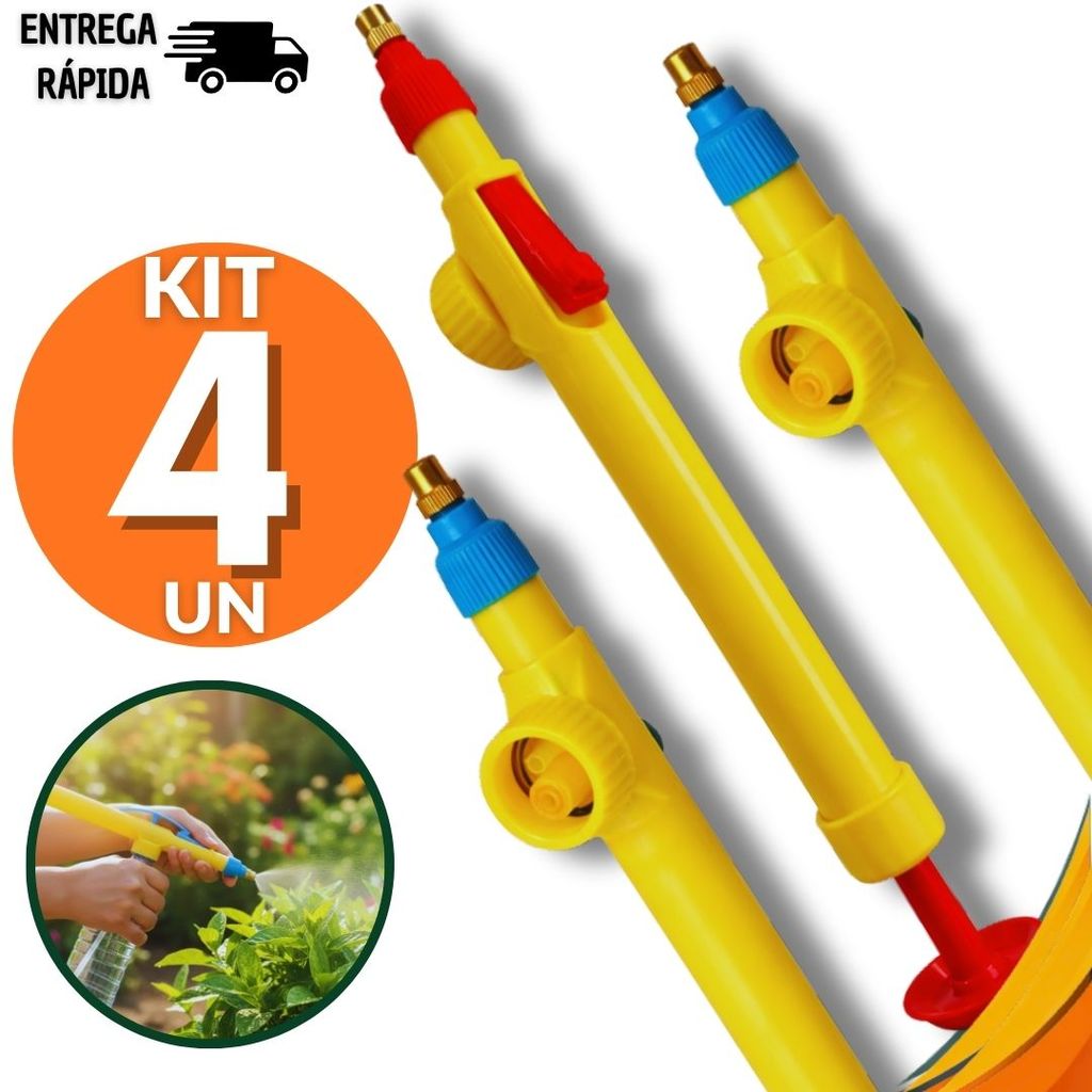 Combo 4 Pulverizador Borrifador Multiuso Garrafa Pet Bomba Pressão Casa Carro Jardim Multiuso Utilidades