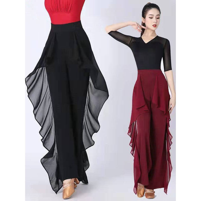 Calças esportivas femininas cintura alta babados dança quadrada calças femininas All-Match Drape prática calças novo est