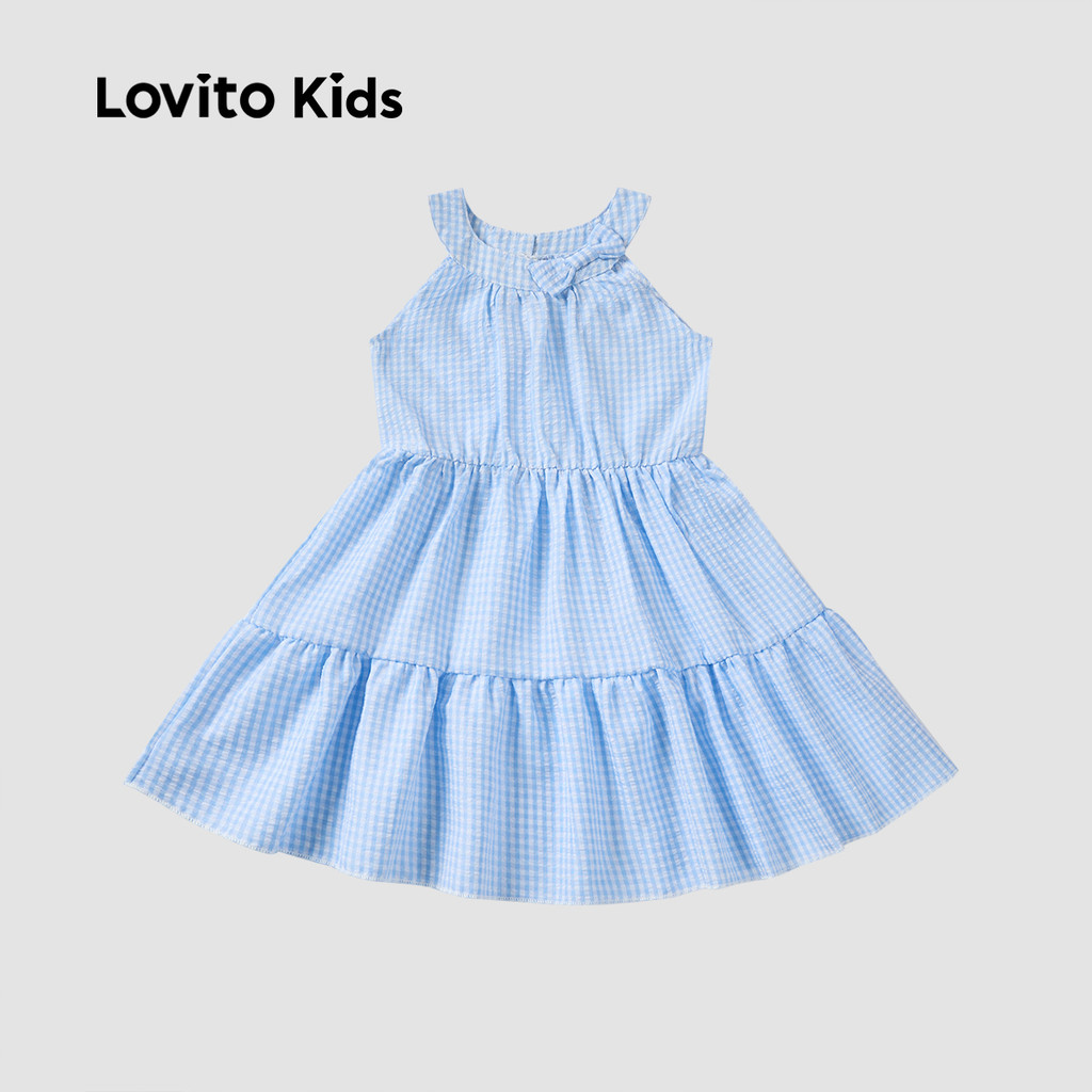 Lovito Kids Casual Vestido Fofo com Laço Primavera/verão Azul para menina L162LD192 · foto 2