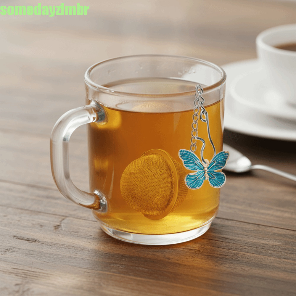 SOMEDAYZL0M 2 Pcs Bola De Filtro De Chá , À Prova De Ferrugem Com Pingente Decorativo Borboleta Abelha Corrente Infusor