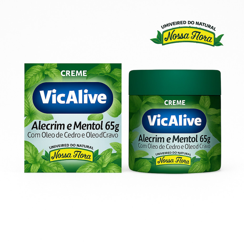 Creme Vic Alive Alecrim e Mentol 65g – Óleos Naturais de Cedro e Cravo