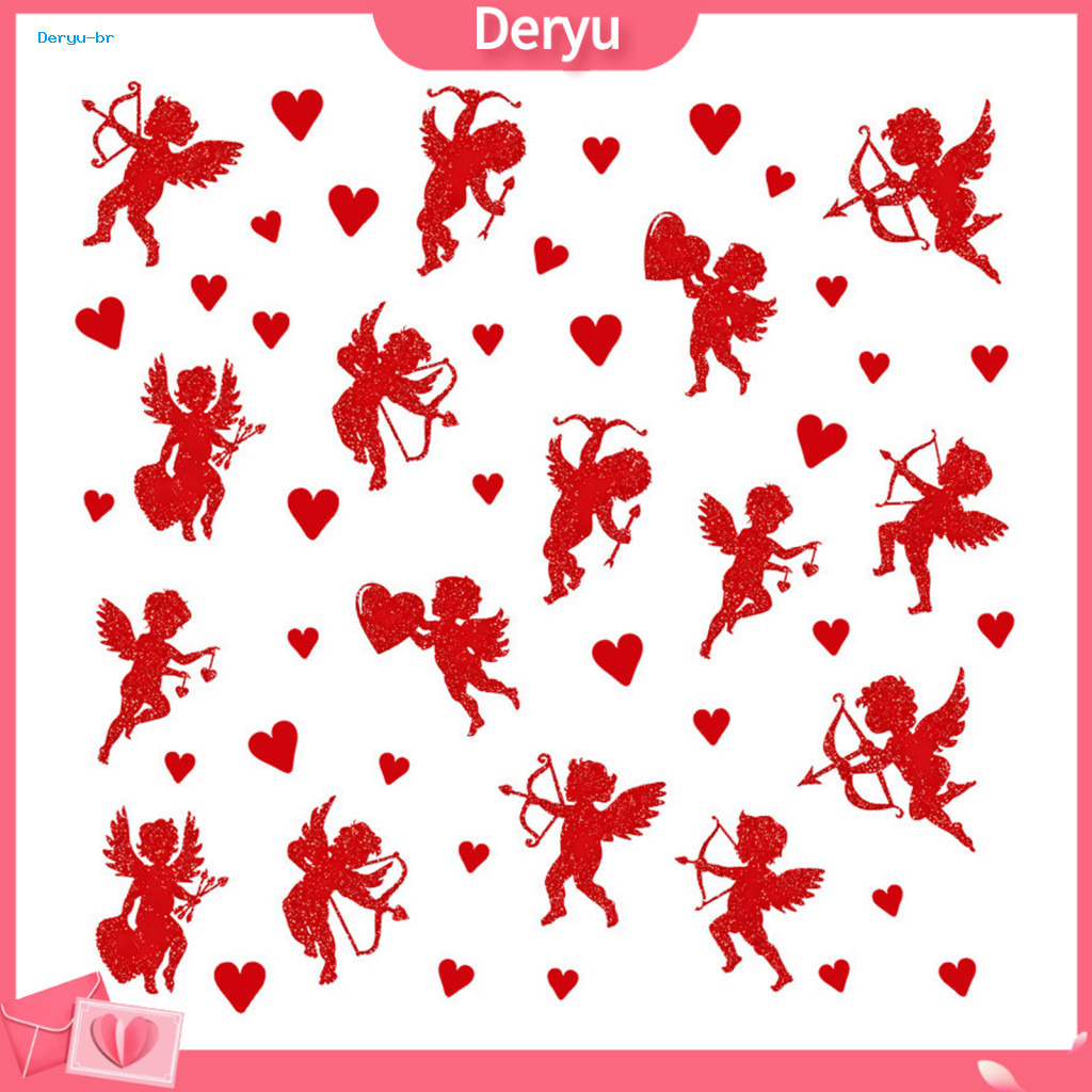 Heart Shape Window Decals Valentine Stickers 50 Pcs Valentine’s Day Cupid Clings Red Wedding Party Decor Romantic Holi