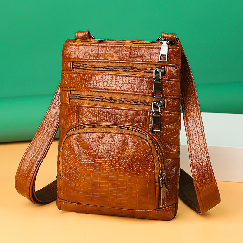Bolsa para celular feminina 2024 novo estilo na moda All-Match couro macio Cross-corpo Mini bolsa pequena padrão de croc