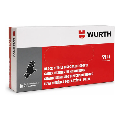 10 Luvas Nitrílicas Descartáveis 5 Pares Preta 9(l) Wurth