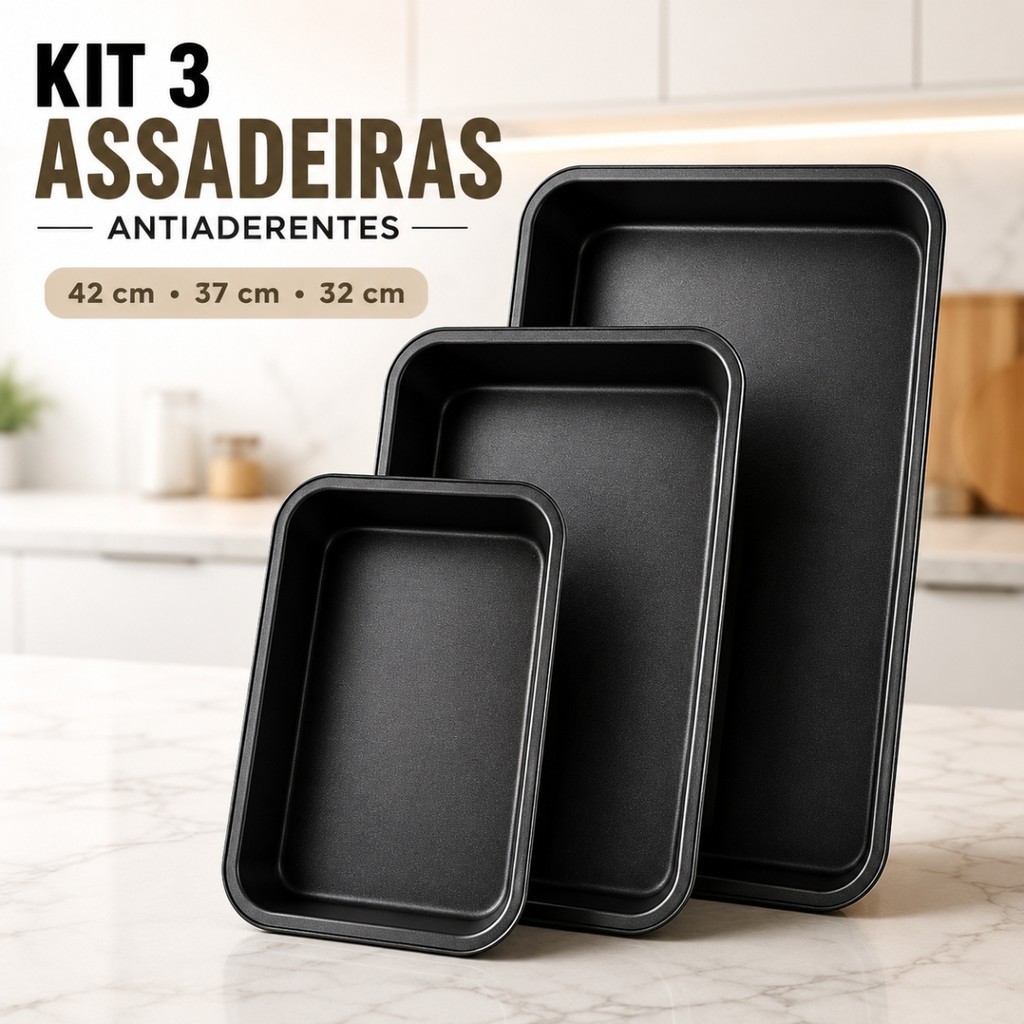 Forma Assadeira Antiaderente retangular funda para Forno 32 37 42 cm Ideal para Bolo Lasanha Carne Frango Cozinha