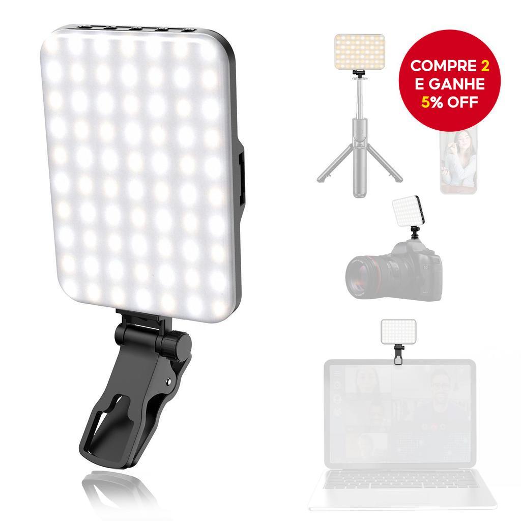 Clipe Portátil De Luz Selfie De 60 LED Para De Preenchimento De Telefone Recarregável 2200mAh Clip on Light , CRI 97 + ,