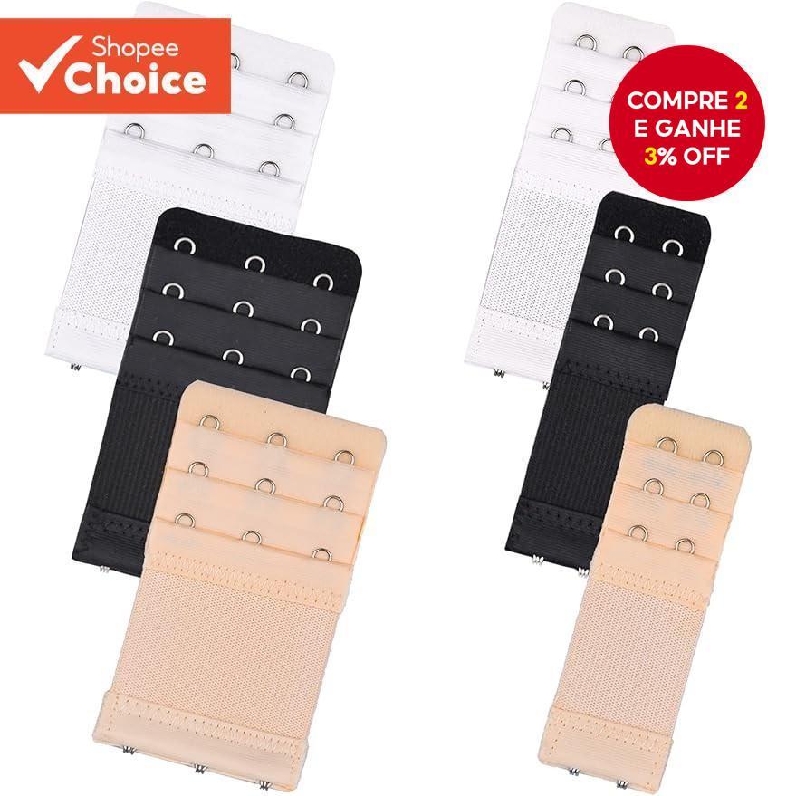Conjunto Extensor De Sutiã-Extensores Elásticos De 2 E 3 Ganchos (Preto/Branco/Nu) Para Maternidade Troca De Peso