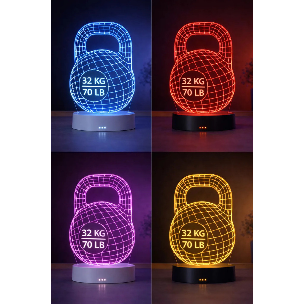 Luminária 3d Fitness Kettlebell Led Decoração Box Crossfit