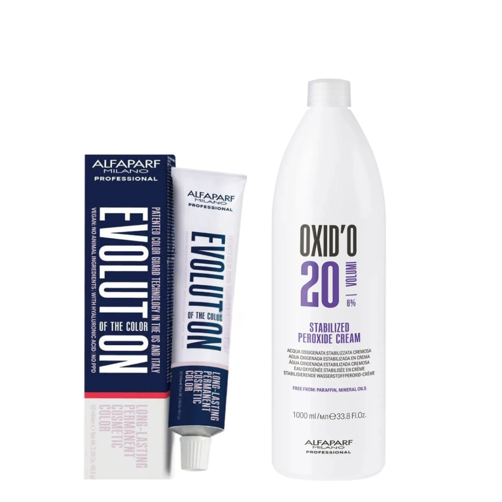 Kit Coloração Alfaparf 3 Unidades N° 7 e 3 Unidades N° 6.1 + Ox Volume 20 de 1 Litro