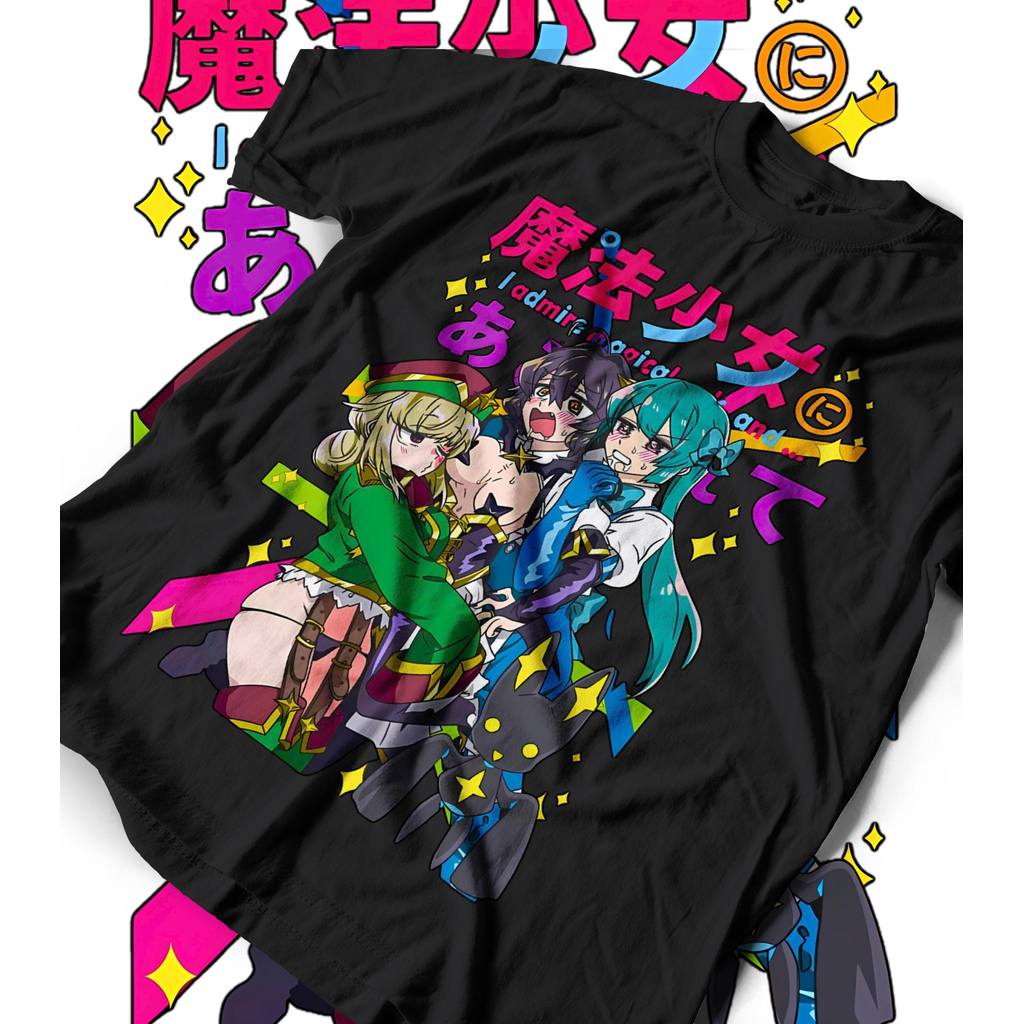 Camiseta Masculina Feminina Estampa Mahou Shoujo ni Akogarete Personagens T-shirt Unissex Streetwear Premium Algodão