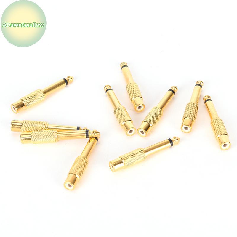 ADS 10pcs RCA Fêmea ja Para Conector Adaptador De Áudio Mono Macho De 6.35 Mm Venda Quente BR