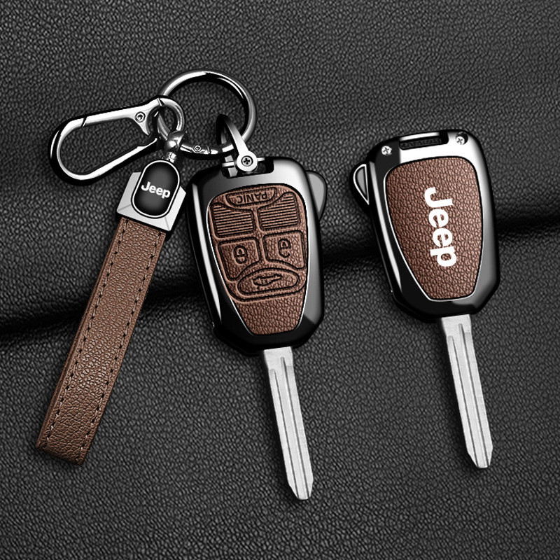Capa de Chave Metal Compatível Jeep Patriot Compass Wrangler 2/3/4/5 Botões Protetor de Chave Automotivo Lâmina Fixa