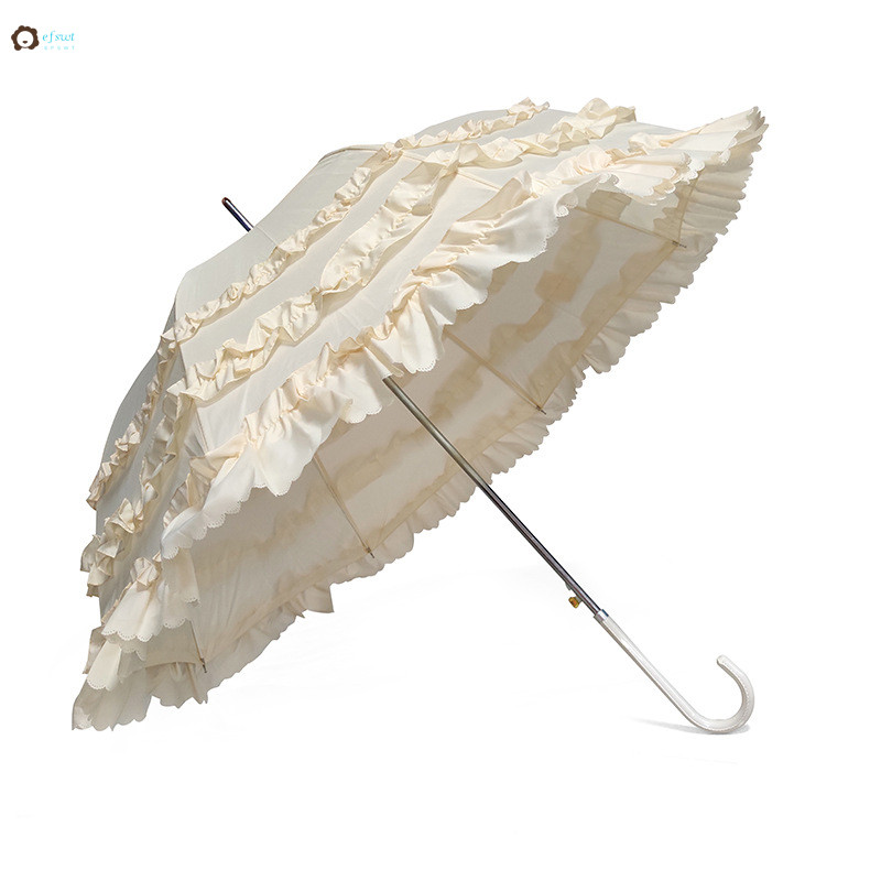 Guarda-Chuva De Renda Princesa Fofo Com Alça Longa Semiautomático De Ensolarada