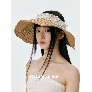 Elegante laço flor grande borda oco chapéu superior feminino primavera verão viagem ao ar livre rolável protetor solar g