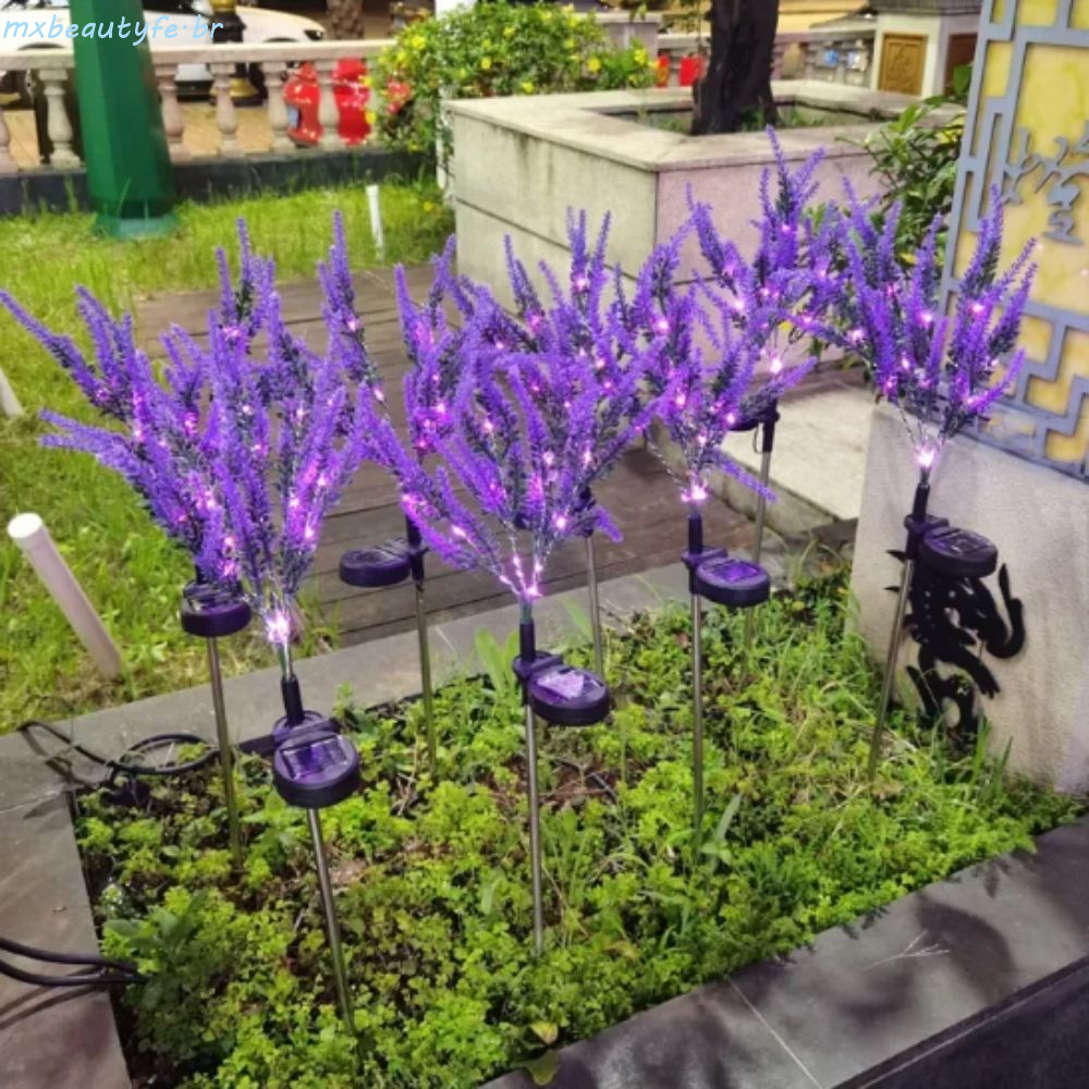Luz Solar De Lavanda MXBEAUTYFE , Estaca Decorativa Em Formato De Flor , Para Jardim , LED Roxo