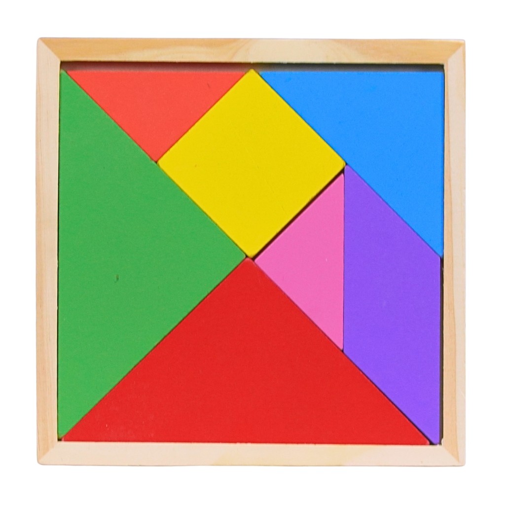 Brinquedo Educativo Tangram colorido em MDF Madeira Colorido 20x20 Castela